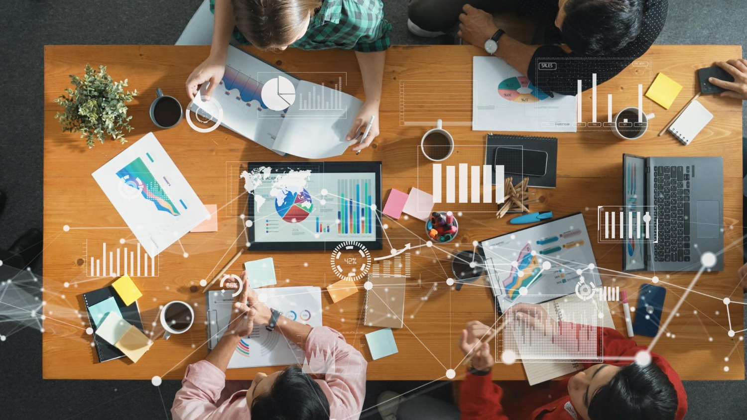 Team working on data and algorithms